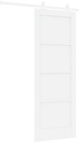 vidaXL Συρόμενη Πόρτα με Σετ Εξαρτημάτων Λευκή 73.5x198.5 cm Συμπαγές Ξύλο Πεύκου