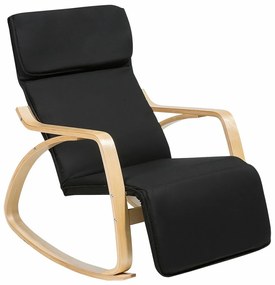 Κουνιστή καρέκλα Berwyn 463, Μαύρο, Ανοιχτό χρώμα ξύλου, 96x68x82cm, 10 kg, Ταπισερί, Ξύλινα, Ξύλο, Ξύλο: Σημύδα | Epipla1.gr
