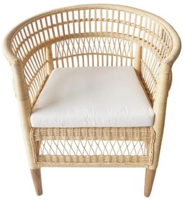 Πολυθρόνα Necorian Ξύλο Teak με PE Rattan σε Φυσικό χρώμα και Λευκό Μαξιλάρι 80x70x87εκ. 80x70x87 εκ.