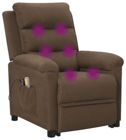 vidaXL Πολυθρόνα Μασάζ με Ανύψωση Καφέ Υφασμάτινη