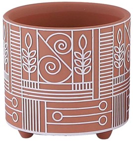 Κασπώ Ανάγλυφα Γραμμικά 06-00-24503 Φ17x16,5cm Terracotta-White Marhome Ceramic