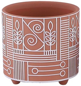 Κασπώ Ανάγλυφα Γραμμικά 06-00-24503 Φ17x16,5cm Terracotta-White Marhome κεραμικο