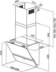Karag CGW 30 Black - Επιτοιχη Καμιναδα Βαρεως Τυπου 60 εκ.