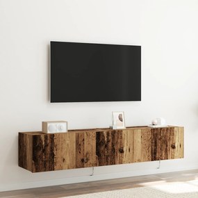 vidaXL Ντουλάπες τηλεόρασης με φώτα LED 2 τεμάχια Παλιό ξύλο 80x35x31 εκ.