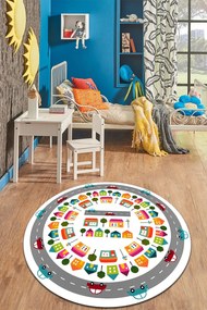 Χαλί Colorful City 876CHL1539 White-Multi Conceptum Hypnose 200X200cm Round