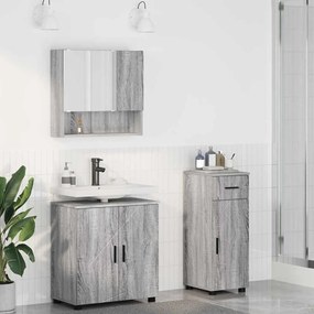 vidaXL Σετ Επίπλων Μπάνιου με πόρτα 3 pcs Γκρι sonoma 61 x 35 x 64 εκ.
