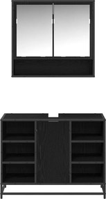 vidaXL Σετ Επίπλων Μπάνιου 2 τμχ. Μαύρη Οξυά 80 x 33 x 60 εκ