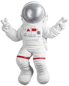 Διακοσμητικό Τοίχου Peace Sign Astronaut 565TNL1172 35x10x47cm White-Silver Wallity Πολυέστερ