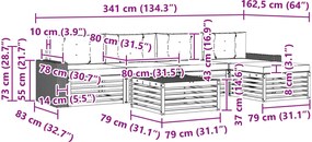 vidaXL Σειρά Καναπέ Εξωτερικού 6 pcs Φυσικό και Ανθρακί