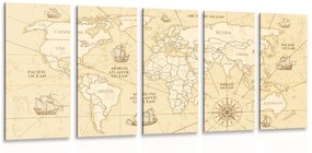5 μέρη εικόνα χάρτη του κόσμου με βάρκες - 200x100