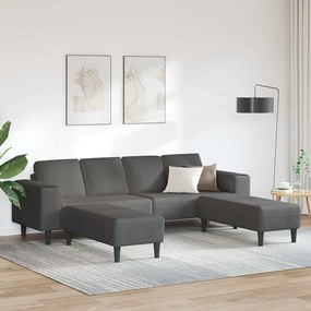 vidaXL Υφασμάτινος καναπές με μαξιλάρι Σκούρο Γκρι Βελούδο
