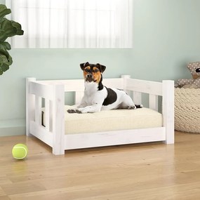 Κρεβάτι Σκύλου Λευκό 55,5 x 45,5 x 28 εκ. από Μασίφ Ξύλο Πεύκου - Λευκό