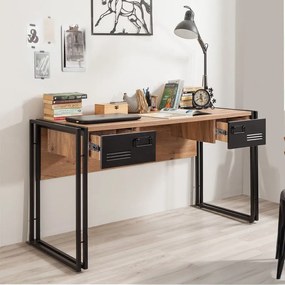 Γραφείο εργασίας Atlas Megapap χρώμα atlantic pine - μαύρο 139x60x75εκ.