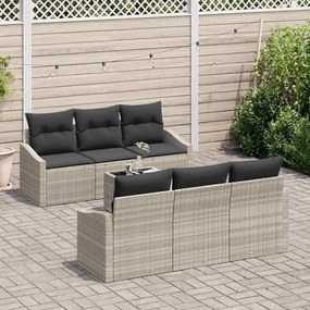 vidaXL Σετ Καναπέ Κήπου με μαξιλάρι 7 pcs Ανοιχτό γκρι 55 x 55 x 37 εκ