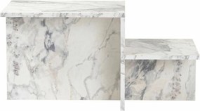 Τραπεζάκι Καφέ Harmony Λευκό Γκρι 80 x 40 x 40 cm Μάρμαρο