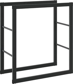 vidaXL Ράφι Καυσόξυλων Μαύρο 55x30x61 εκ. Ατσάλινο
