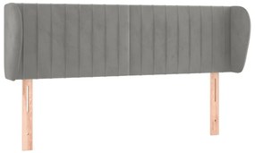vidaXL Κεφαλάρι με Πτερύγια Ανοιχτό Γκρι 147x23x78/88 εκ. Βελούδινο