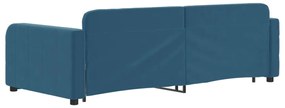 vidaXL Καναπές Κρεβάτι Συρόμενος Μπλε 90x200 εκ. Βελούδινος &amp; Συρτάρια