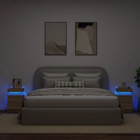 vidaXL Κομοδίνα με Φώτα LED 2 τεμ. Sonoma Δρυς 35 x 39 x 55 εκ.