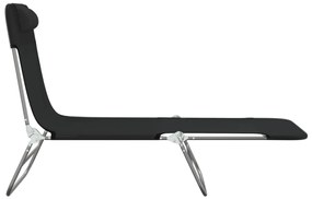 vidaXL Ξαπλώστρες Πτυσσόμενες 2 τεμ. Μαύρες από Textilene &amp; Ατσάλι