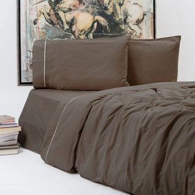 Σεντόνια New Solid 300+ (Σετ 4τμχ) Brown Aslanis Home Υπέρδιπλo 240x270cm 100% Cotton Satin