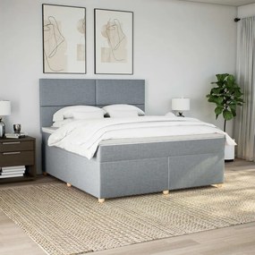 ΚΡΕΒΑΤΙ BOXSPRING ΜΕ ΣΤΡΩΜΑ ΑΝΟΙΧΤΟ ΓΚΡΙ 180X200 ΕΚ. ΥΦΑΣΜΑΤΙΝΟ 3291352