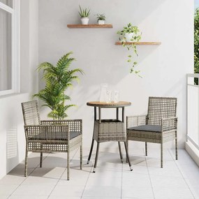 vidaXL Σετ Κήπου γκρι από συνθετικό ράτταν της , 3 τεμαχίων