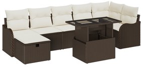 vidaXL Σετ 8 Τεμαχίων Καναπέ Κήπου με Μαξιλάρια Καφέ Πολυ-ρατάν