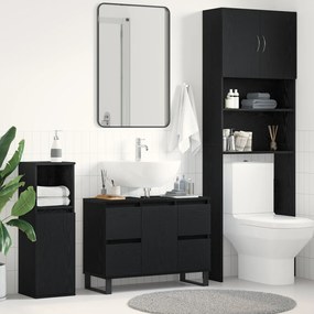 vidaXL Ντουλάπι για νιπτήρα Μαύρο Δρυς 80x33x60 εκ Επεξεργασμένο ξύλο