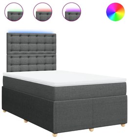 Κρεβάτι Boxspring με Στρώμα Σκούρο Γκρι 120x190 εκ Υφασμάτινο - Γκρι