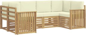 vidaXL Σειρά Καναπέ Εξωτερικού 6 pcs Λευκό και Κρεμ