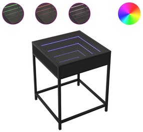 Κομοδίνο Άπειρο Φως LED Μαύρο 40x40x51 εκ. - Μαύρο