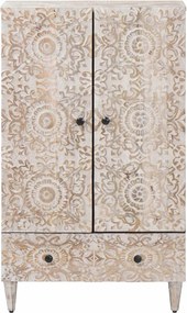 vidaXL Ψηλή Επιφάνεια Λευκό 60 x 33,5 x 100 εκ. Στερεό ξύλο μάνγκο