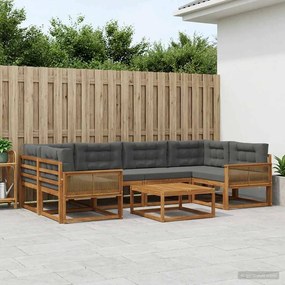 vidaXL Σειρά Καναπέ Εξωτερικού 7 pcs Φυσικό και Ανθρακί
