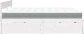 vidaXL Κρεβάτι με Συρτάρια+Στρώμα Λευκό 200x200 εκ. Μασίφ Ξύλο Πεύκο