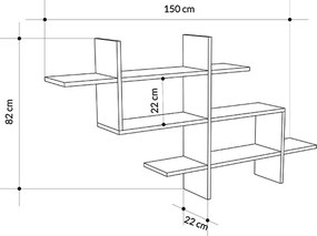 Ραφιέρα τοίχου Halic Megapap χρώμα λευκό 150x22x82εκ.