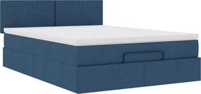 vidaXL Οθωμανικό κρεβάτι με στρώμα μπλε 140x200cm ύφασμα