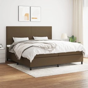 vidaXL Κρεβάτι Boxspring με Στρώμα Σκούρο Καφέ 200x200 εκ. Υφασμάτινο