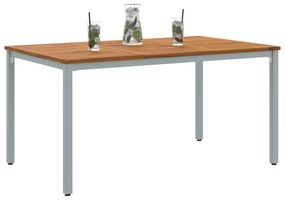 vidaXL Τραπέζι Κήπου 150x90x75 εκ από Στερεό Δρυ και Μέταλλο