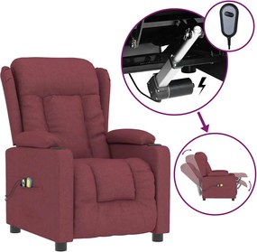 vidaXL Πολυθρόνα Μασάζ Ηλεκτρική Μπορντό Υφασμάτινη
