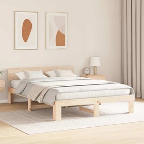 vidaXL Σκελετός Κρεβατιού Καφέ 140 x 200 cm Μασίφ ξύλο πεύκου