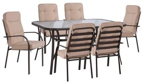 Set dining table 7 pieces  with Table 160x90x72cm from brown metal.