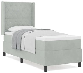 vidaXL Κρεβάτι με ελατήρια Ανοιχτό γκρι 80 x 200 cm Βελούδο