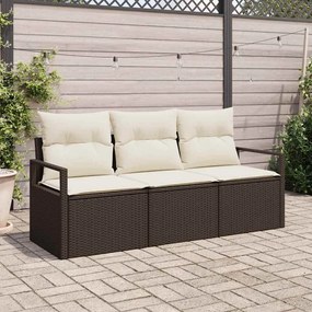 vidaXL Σετ Καναπέ Κήπου 3 pcs Καφέ, Κρέμα Πολυ rattan, βαμμένο ατσάλι