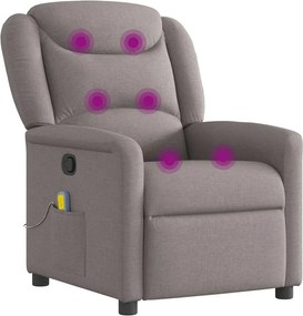 vidaXL Πολυθρόνα Μασάζ Ανακλινόμενη Taupe Υφασμάτινη