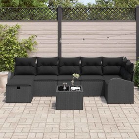 vidaXL Σετ Καναπέ με μαξιλάρι 8 pcs Μαύρο συνθετικό ρατάν