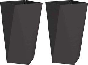 vidaXL Γλάστρα 2 pcs Μαύρο 40 x 40 x 75 cm Ατσάλι