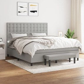 Κρεβάτι Boxspring με Στρώμα Αν. Πράσινο 160x200εκ Υφασμάτινο - Γκρι