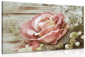 Εικόνα ροζ vintage τριαντάφυλλο - 60x40