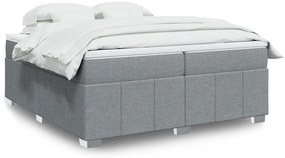 vidaXL Κρεβάτι Boxspring με Στρώμα Ανοιχτό Γκρι 200x200 εκ. Υφασμάτινο